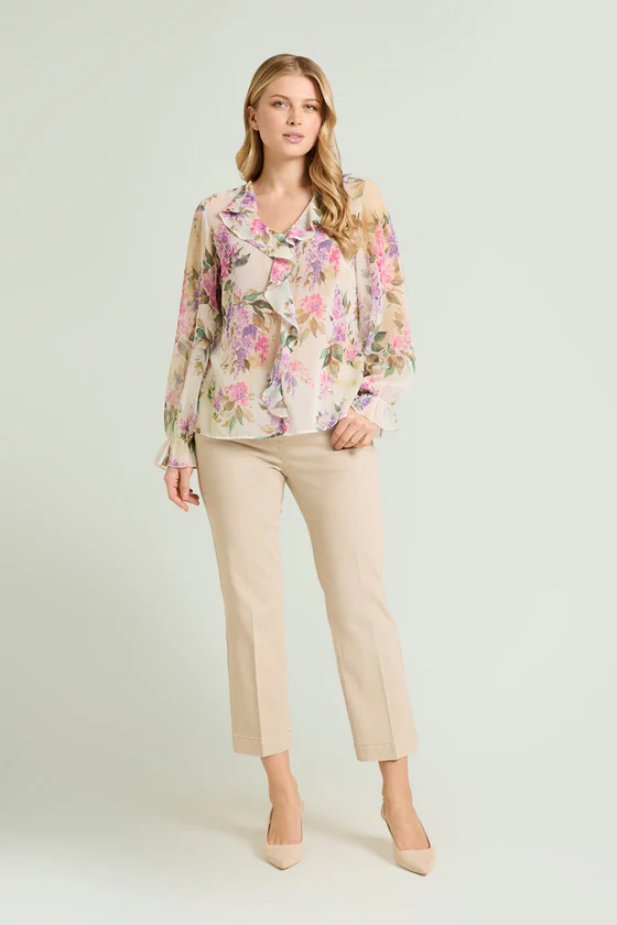 BLUSA STAMPATA CON VOLANT