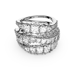 Anello Hyperbola<br />Taglio misto, Bianco, Placcato rodio