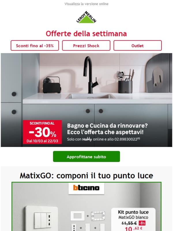 Bagno e cucina wow? Ora fino al -30%! 💸