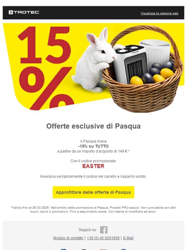 🐣 15% di sconto nel nido di Pasqua
