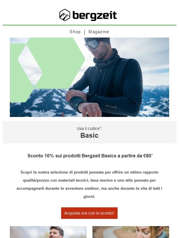 Sconto 10% su tutti i Bergzeit Basics