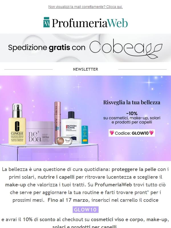 💖 Ancora poche ore! -10% su cosmetici, make-up, solari e capelli