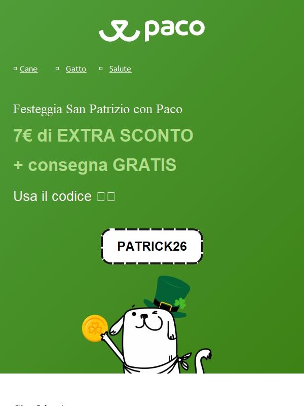 7€ di sconto e consegna gratis per il tuo Pet! ☘️