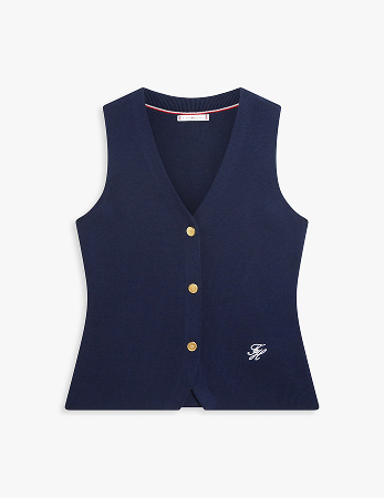 Pullover smanicato a V Premium Knit slim fit