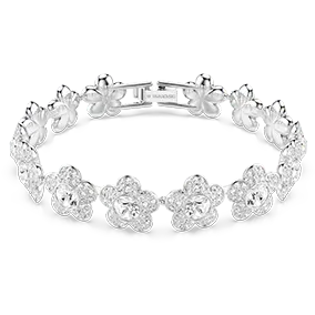 Bracciale Ariana Grande x Swarovski, Taglio Round, Fiore, Bianco, Placcato rodio