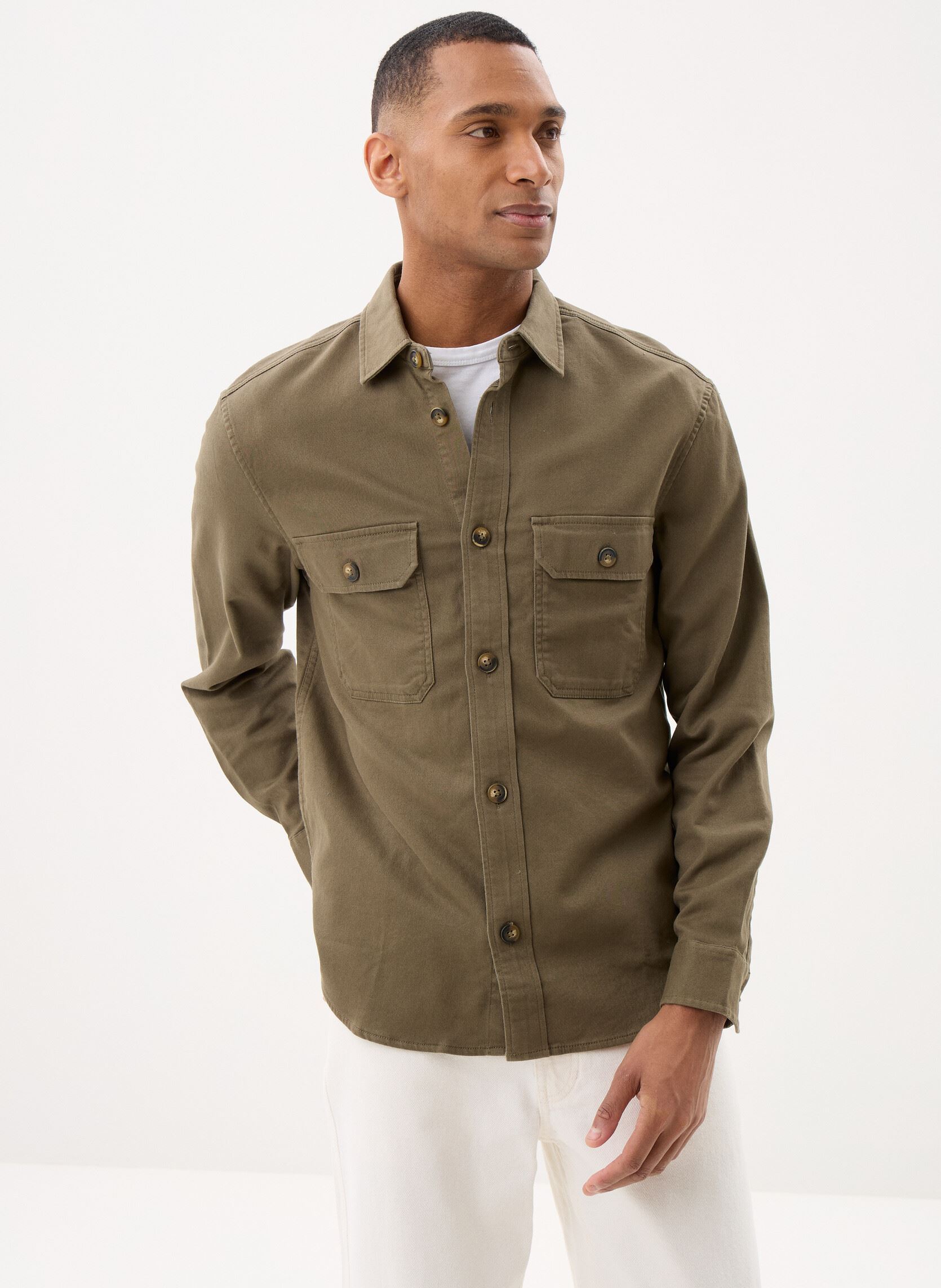 Marvin&Co Vestes Surchemise en coton - BEN homme vert