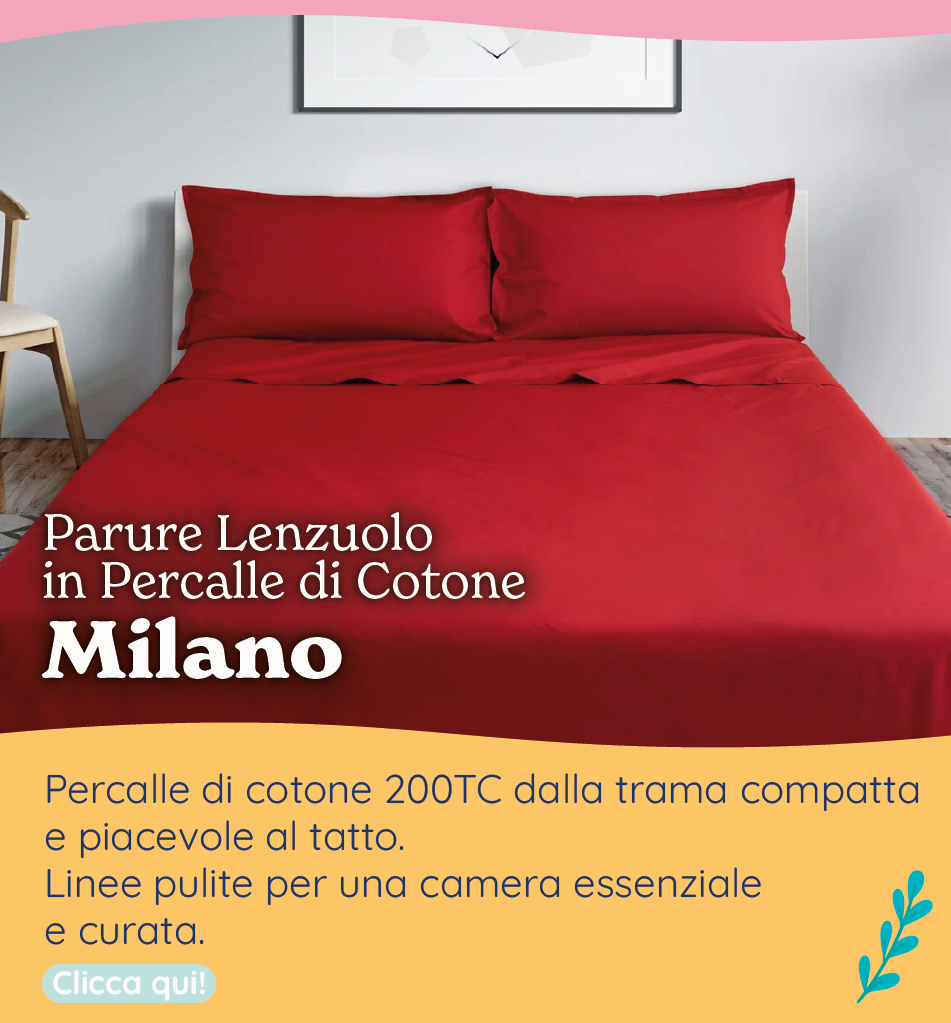 Parure Lenzuolo in Percalle di Cotone 200TC Tinta Unita - Milano