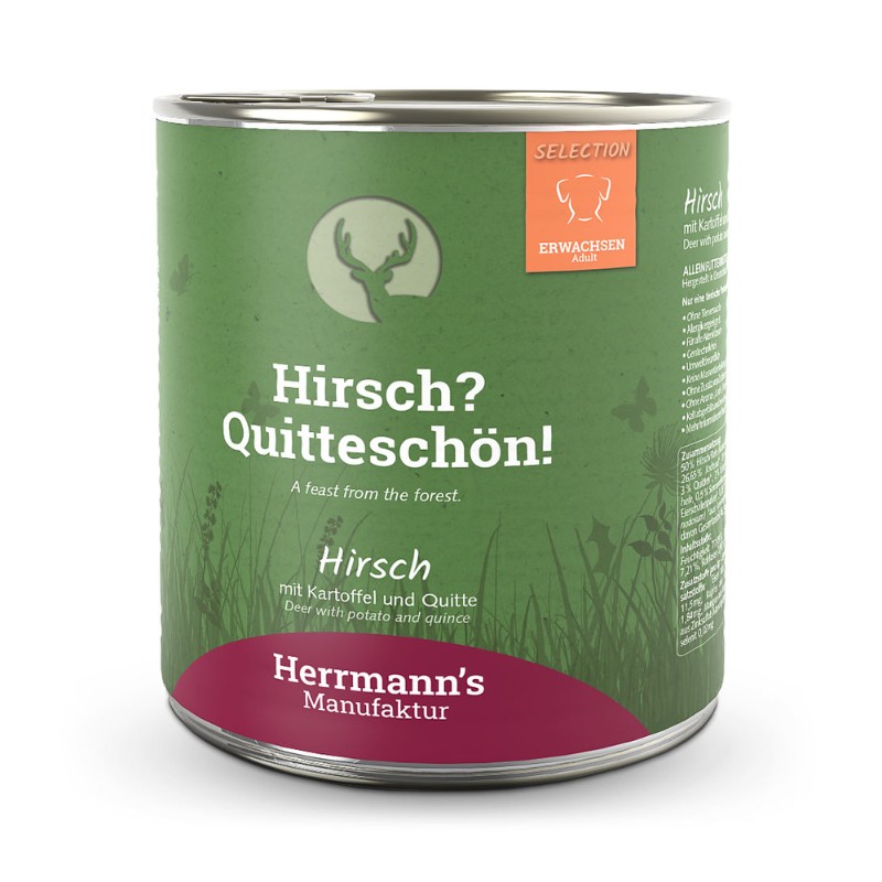 Herrmann's Selection Cervo con Patate e Mele per Cani - 800 g, Singola