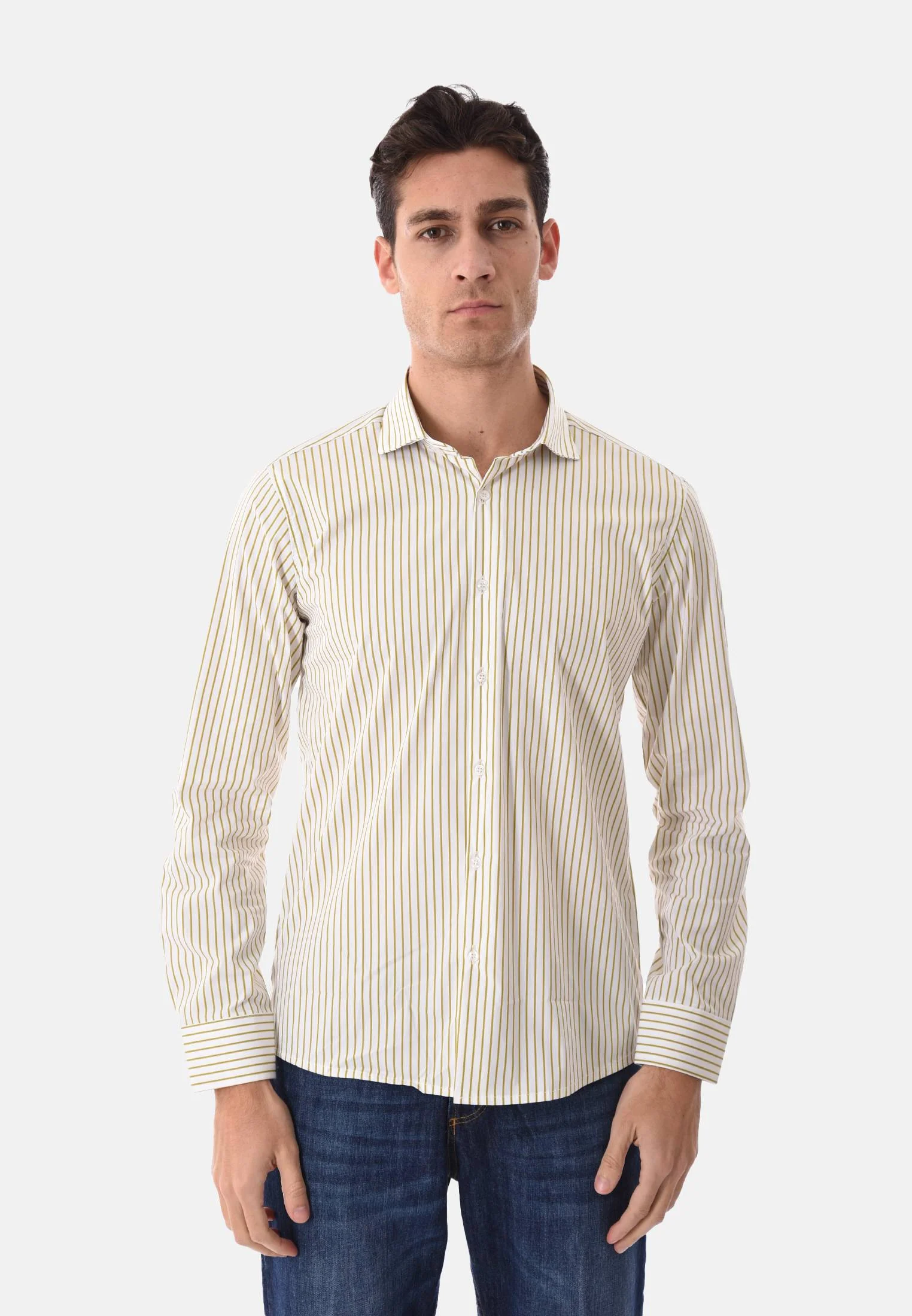 Image of Camicia a righe senape