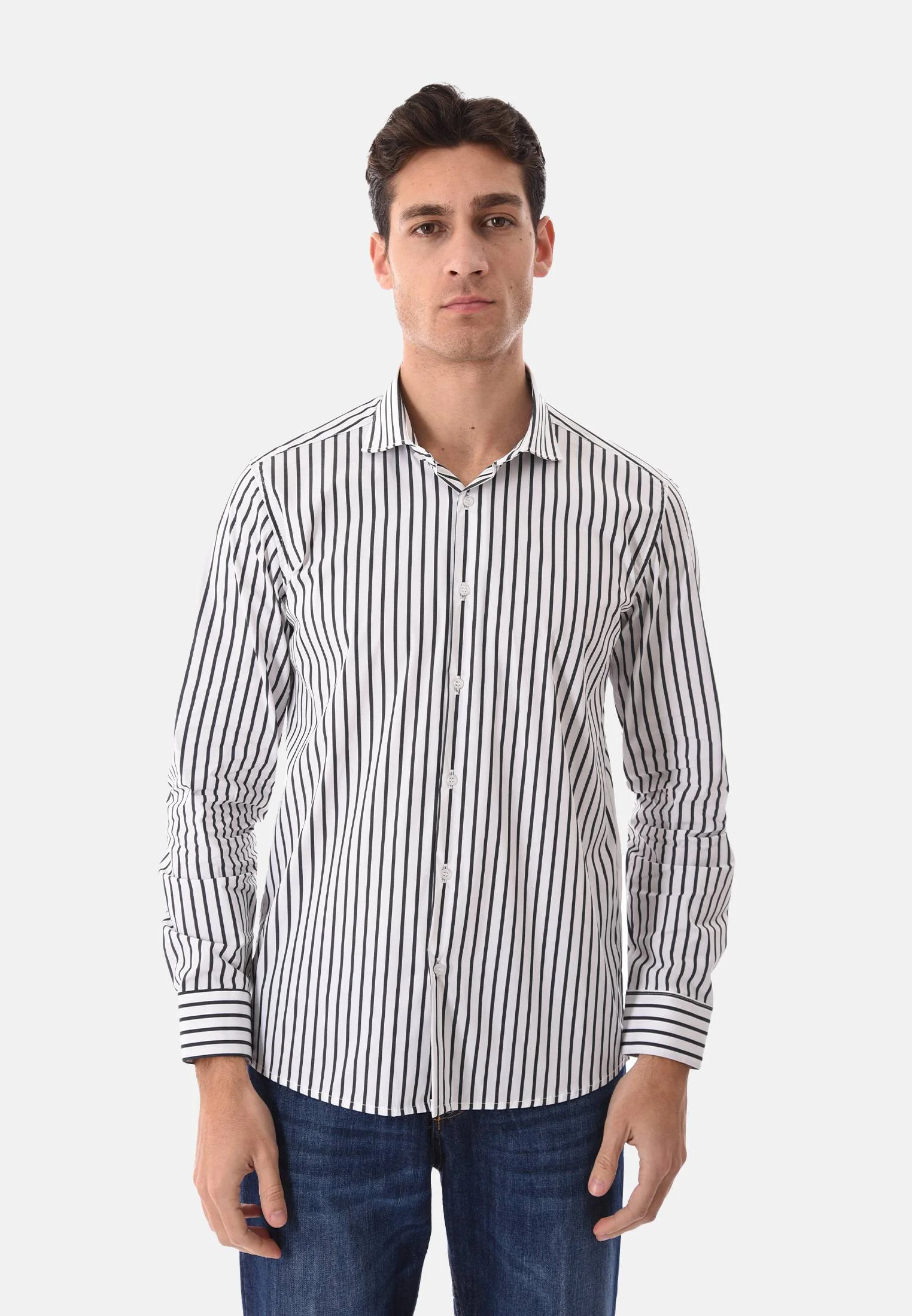 Image of Camicia a righe blu