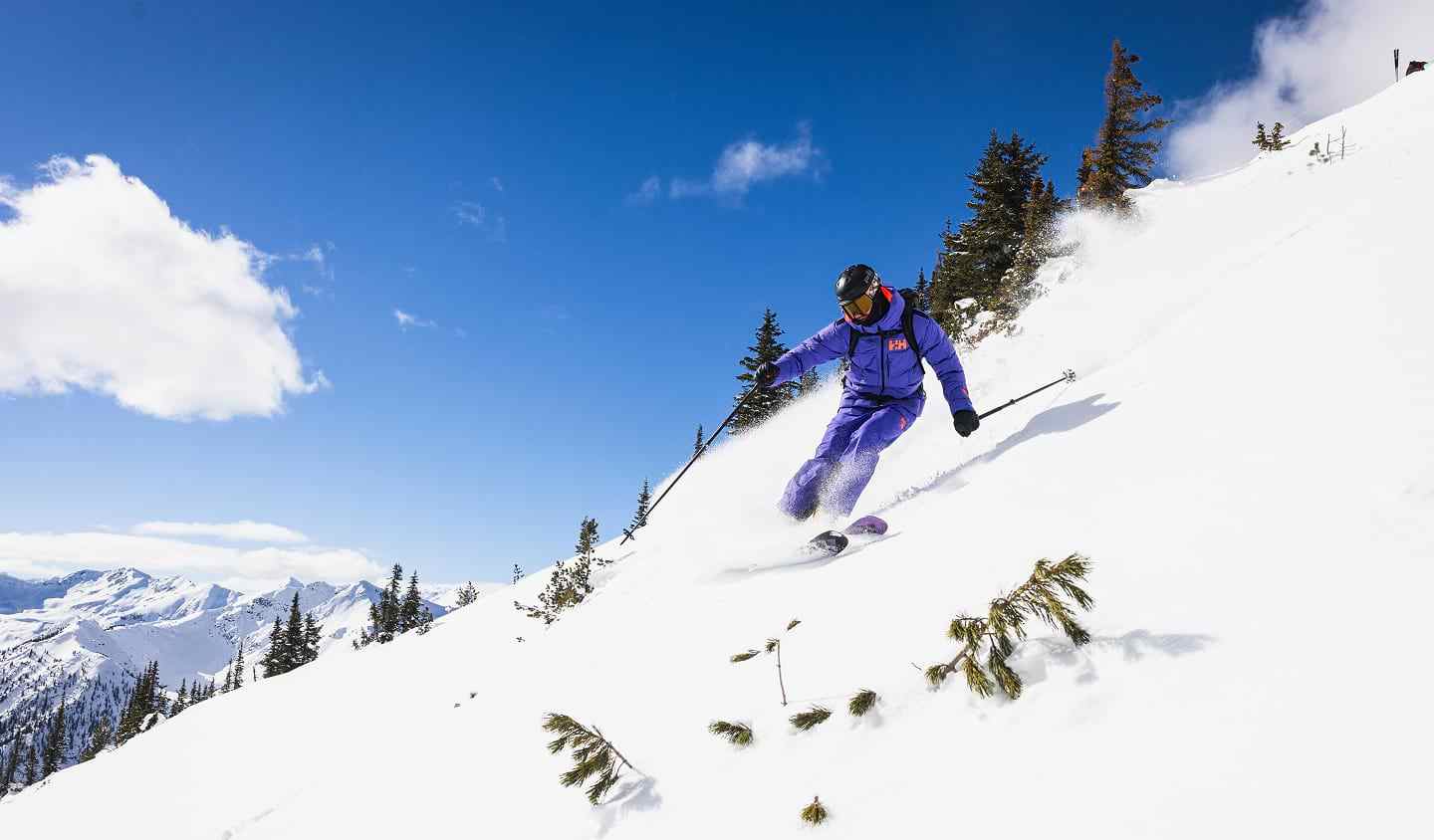 Man skiing in Helly Hansen gear