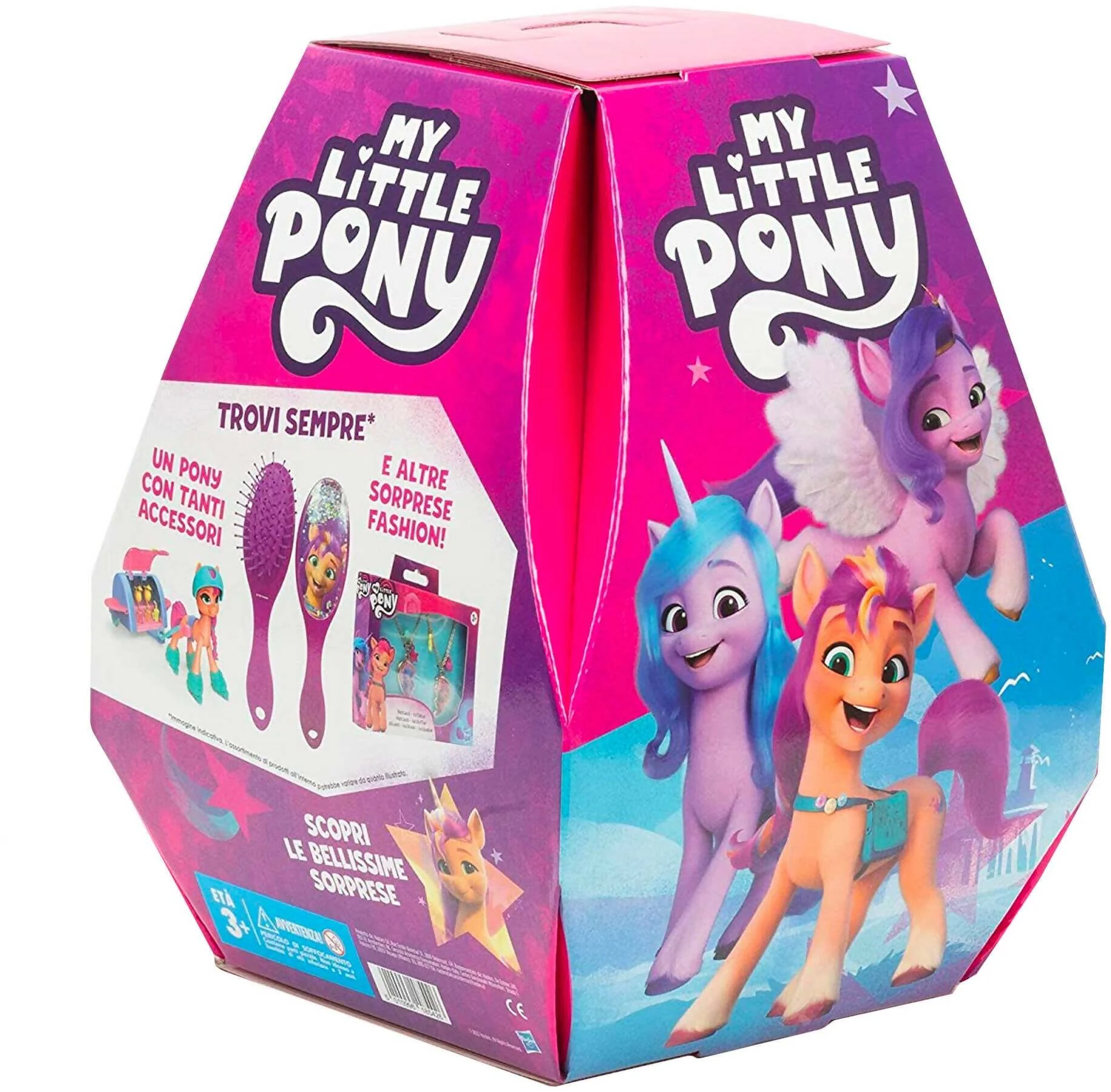 Hasbro Sorpresovo My Little Pony 2023 - Uovo con sorprese e Scatola Che Si trasforma in Uno Scenario del Film