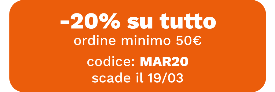 -20% su tutto, ordine minimo 50€, codice: MAR20, scade il 19/03
