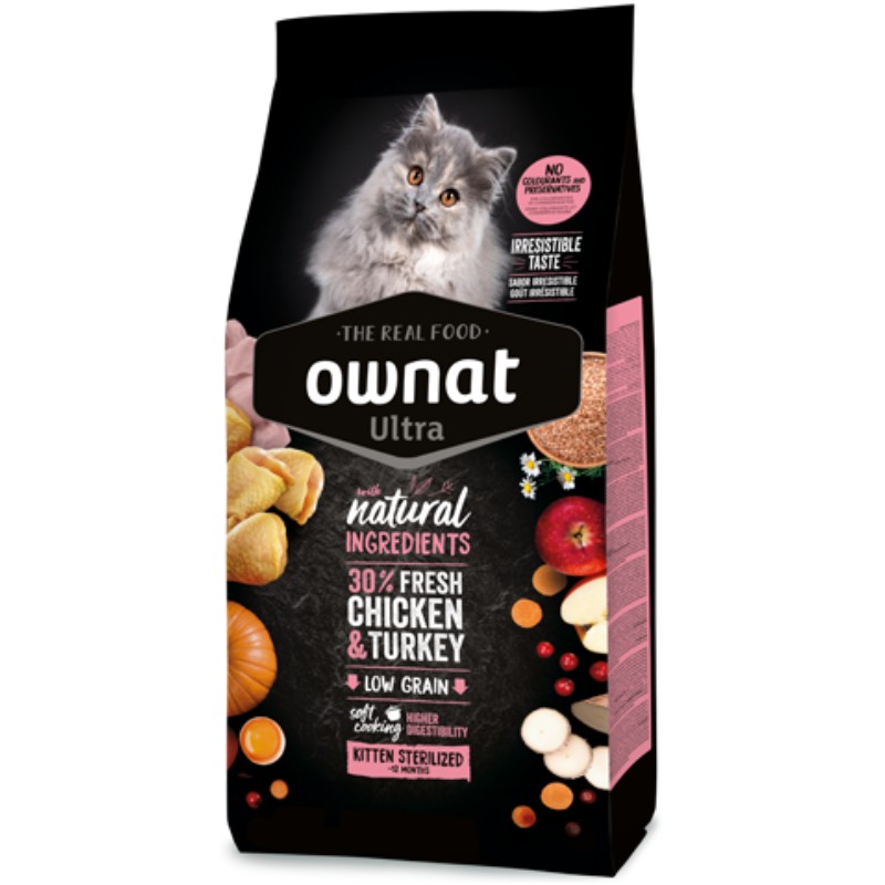 Ownat Cat Ultra Kitten Sterilized con Pollo e Tacchino per Gatti - 1.5 Kg