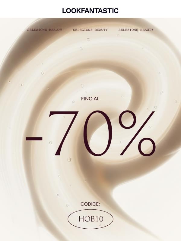 Fino al 70% di sconto + 10% EXTRA