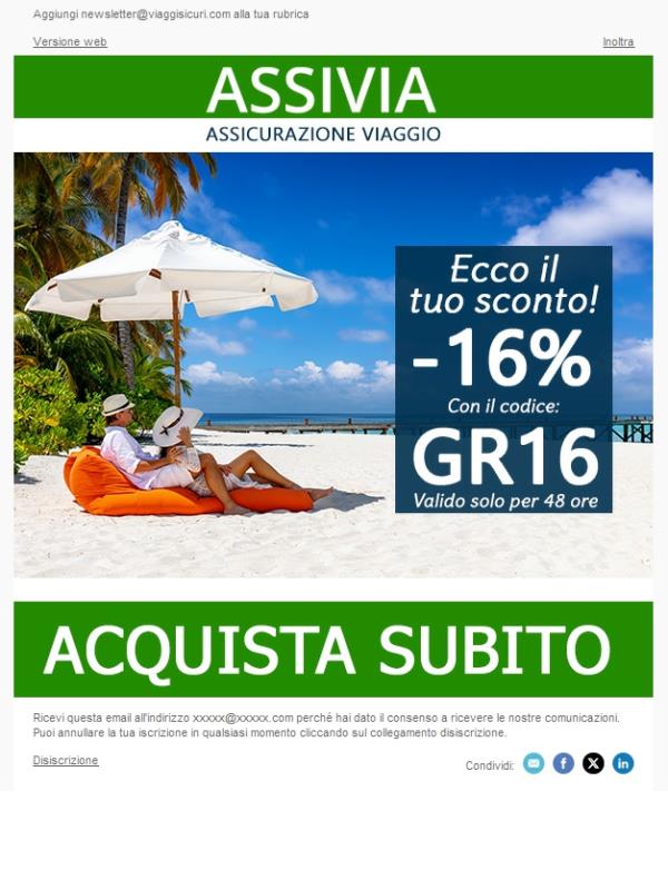 - 16% su tutte le nostre polizze!