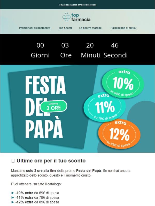 ⏳ Festa del Papà: il -12% finisce oggi