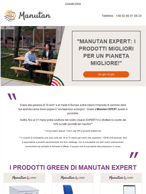 Approfitta del nostro coupon EXPERT10 su tutti i prodotti Manutan EXPERT!