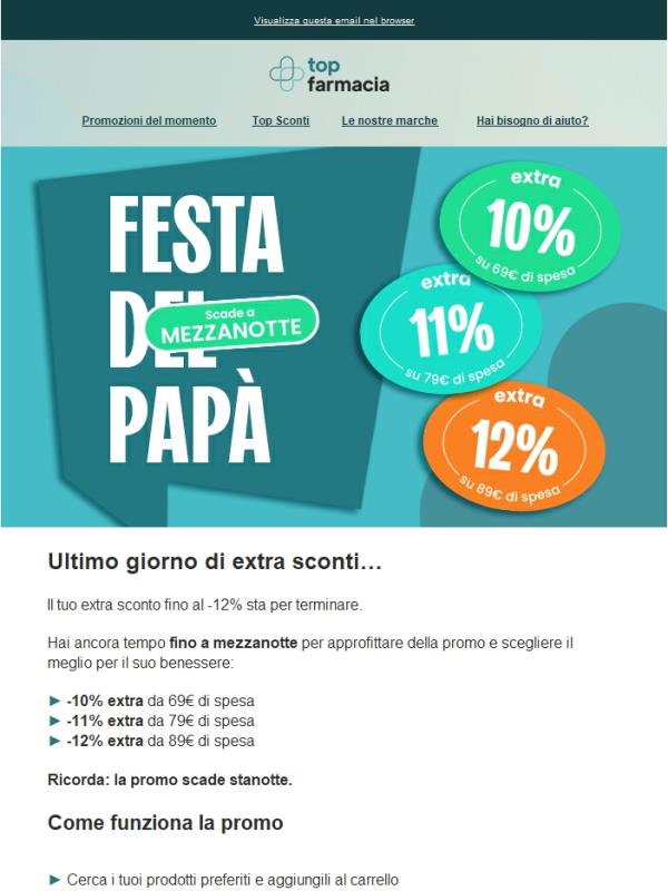 ⏳ Festa del Papà: il -12% finisce oggi