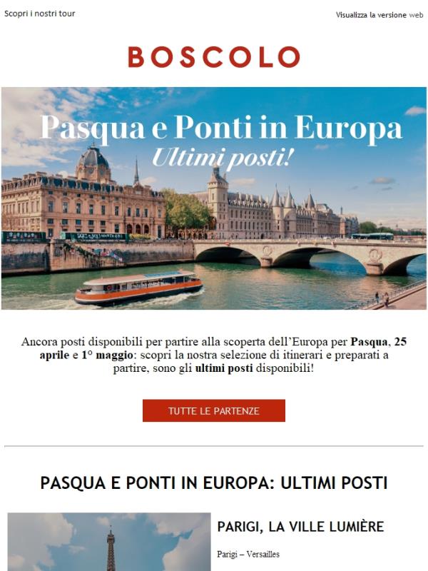 Ultimi posti: Pasqua e Ponti in Europa