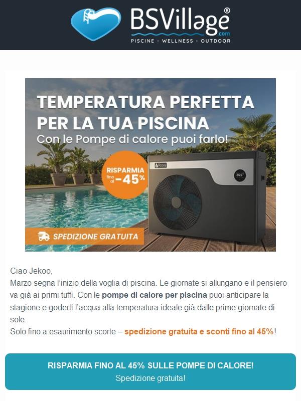 Anticipa i primi bagni in Piscina: Pompe di Calore -45%