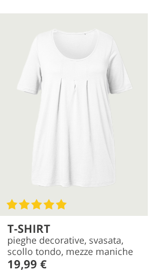 T-shirt dal taglio svasato con modal, pieghe decorative, scollo a girocollo e mezze maniche