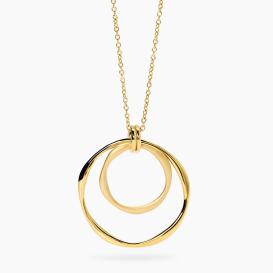 STYLE 24  Collana in acciaio dorato con catena rolò e doppio pendente, uno lucido e uno sabbiato