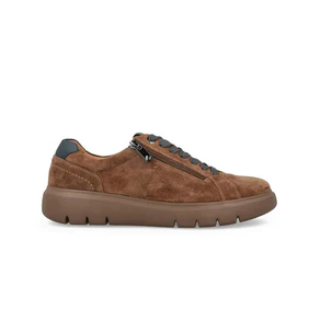 Impronte Sneakers Uomo Lacci e Zip in Camoscio Cognac