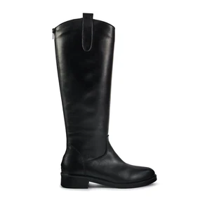 Spatarella Stivali Donna con Tacco Basso Cavallerizza in Pelle Nero