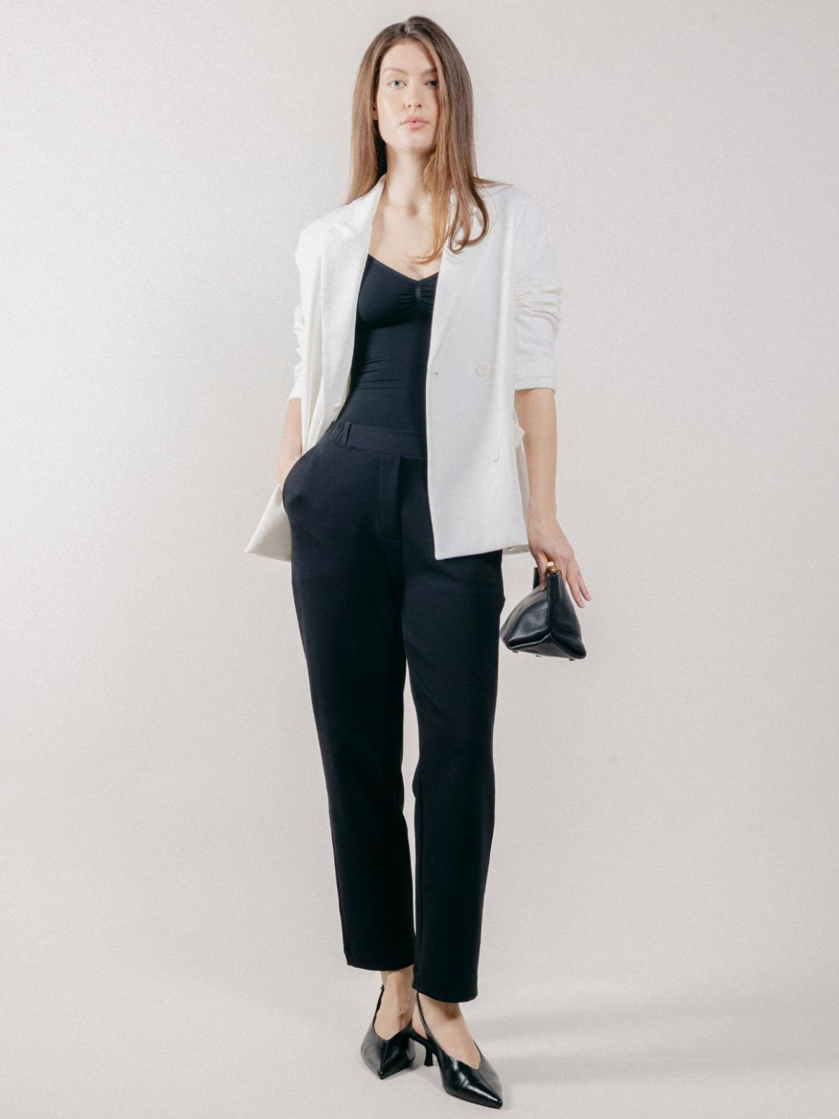 Pantalone a Gamba Dritta in Interlock Black