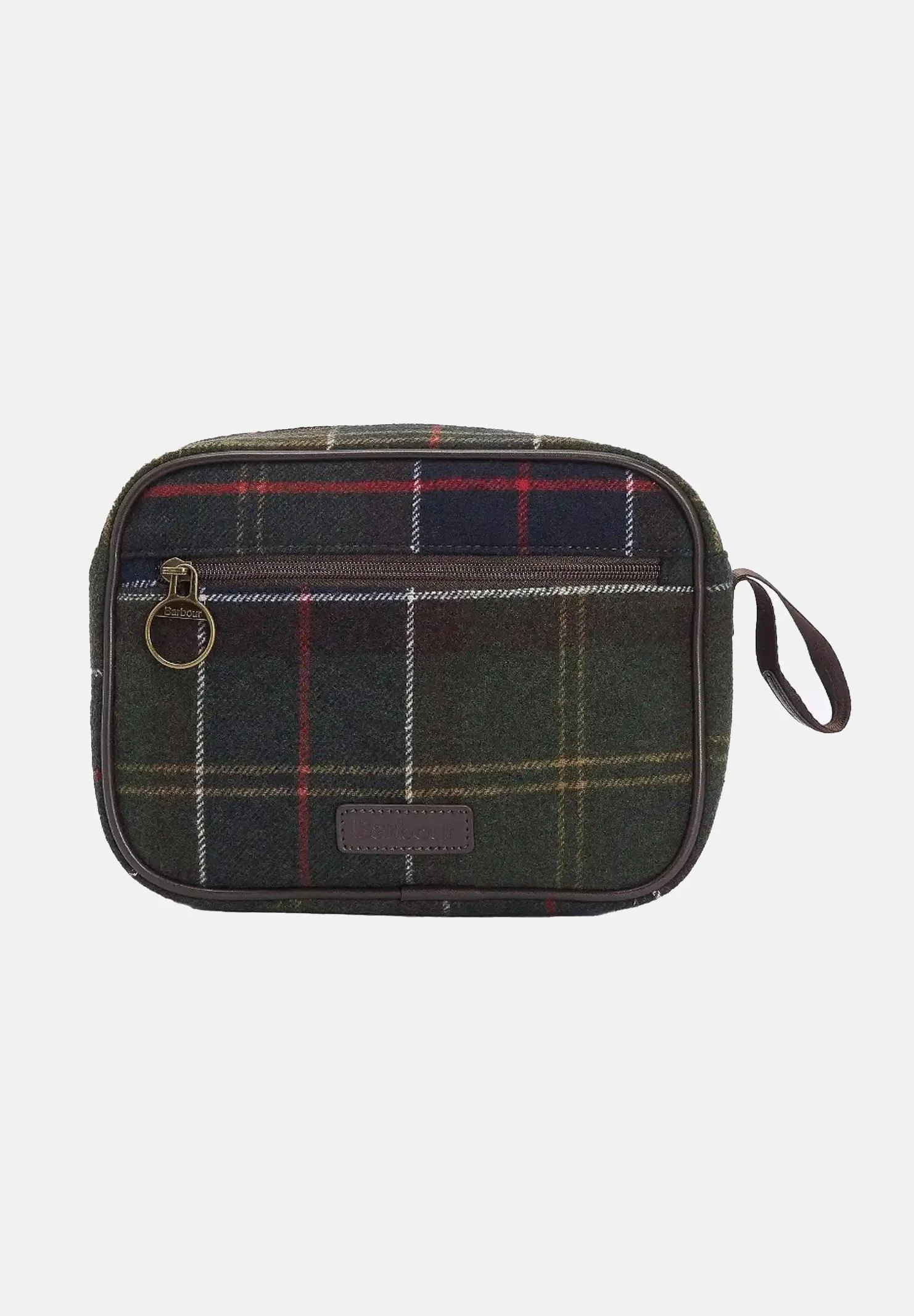 Image of BARBOUR Pochette Allowhay in tartan verde per uomo e donna
