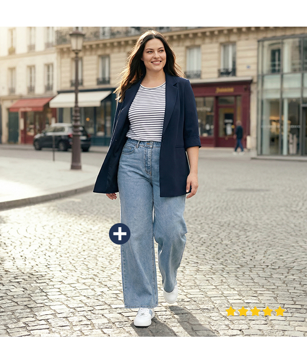 Jeans modello Mary con taglio della gamba dritto e molto ampio e cintura comoda