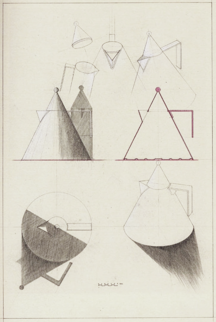 Original drawing, studies for Il Conico