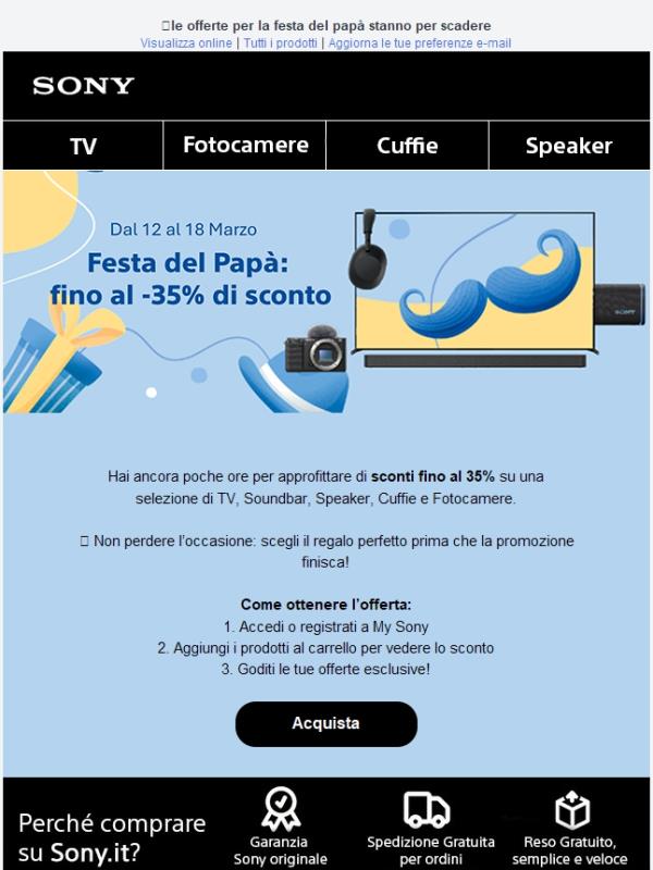 Ultime ore: fino a -35% per la Festa del papà