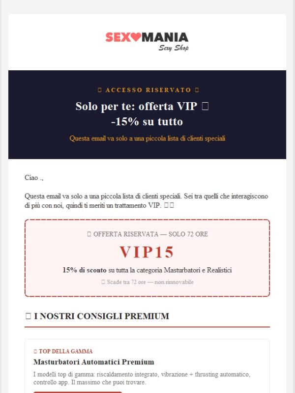 Solo per te: offerta riservata ai clienti Sexomania 🔐