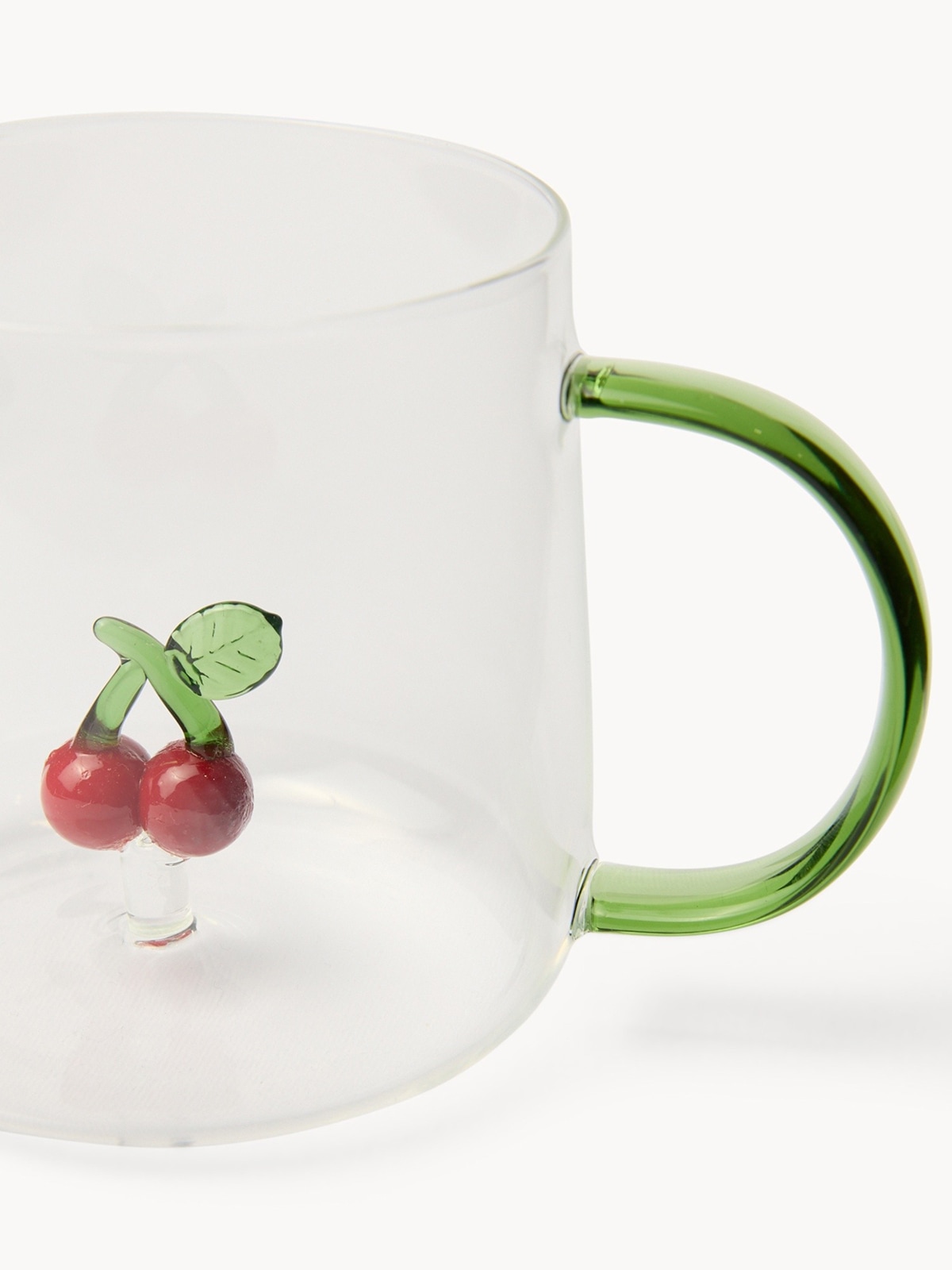 Tazza da colazione in vetro motivo ciliegie