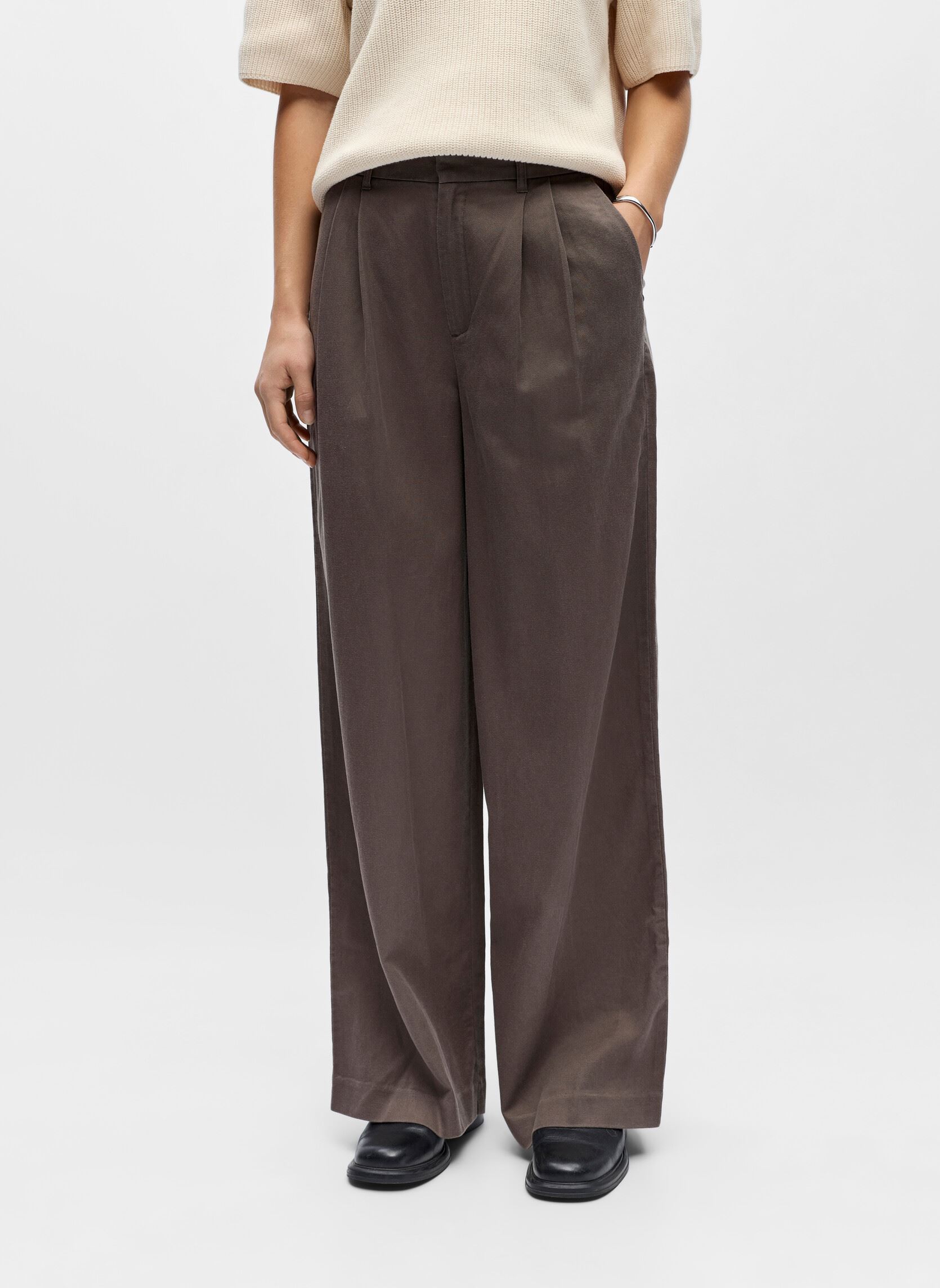 OBJECT pantaloni larghi Objtuba Mw Lo Wide Pant Noos donna marrone