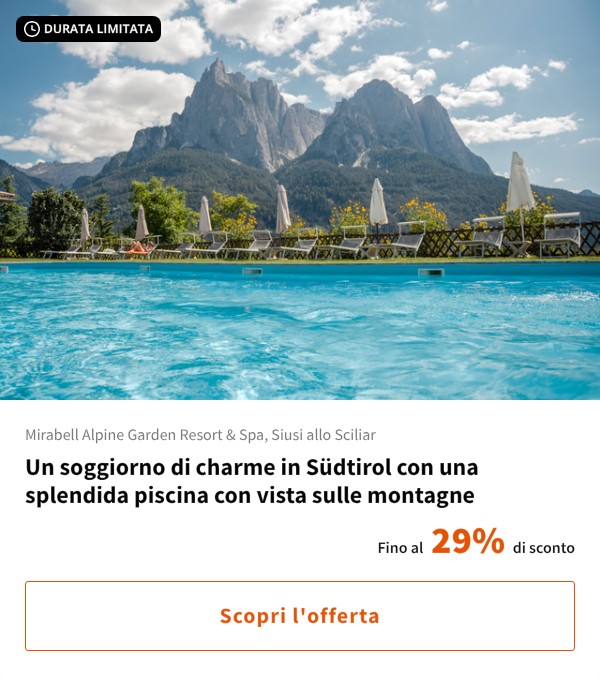 Un soggiorno di charme in Südtirol con una splendida piscina con vista sulle montagne