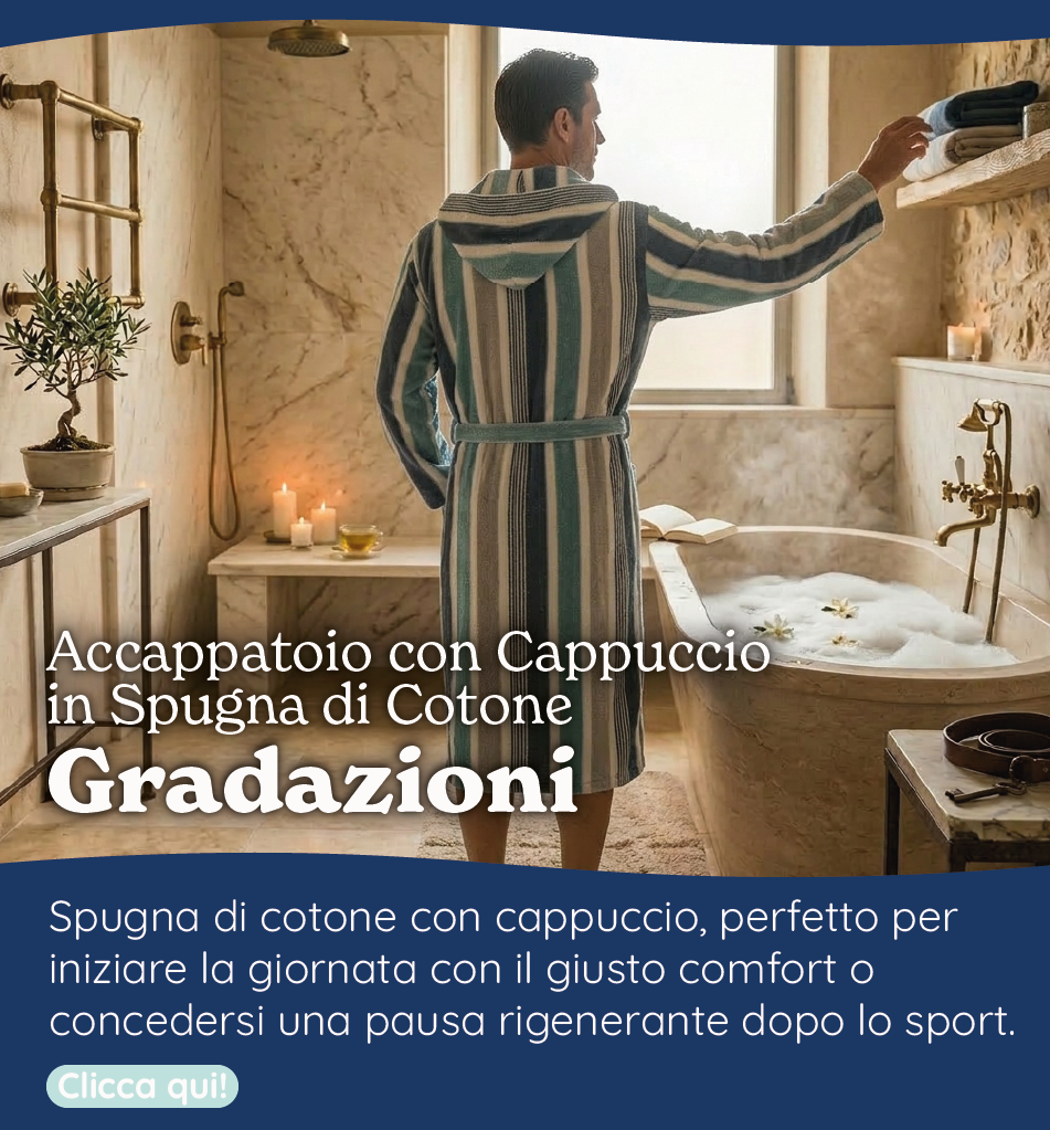 Accappatoio in Spugna di Cotone con Cappuccio - Gradazioni