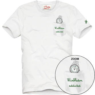 T-Shirt Austin con Taschino e Ricamo Logo / Bianco