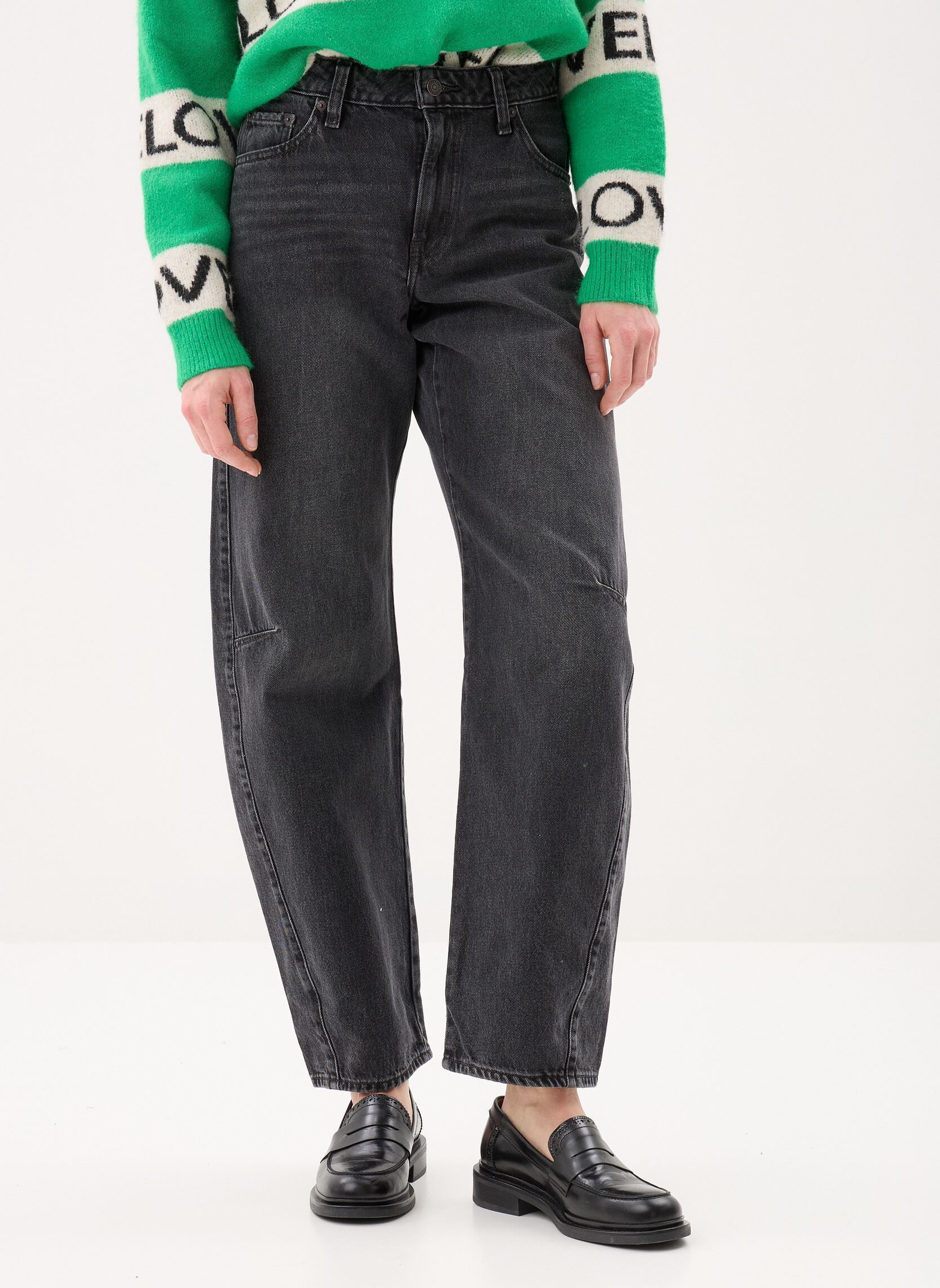 Levi's jeans larghi BAGGY DAD BARREL DARK INDIGO - WORN IN donna nero