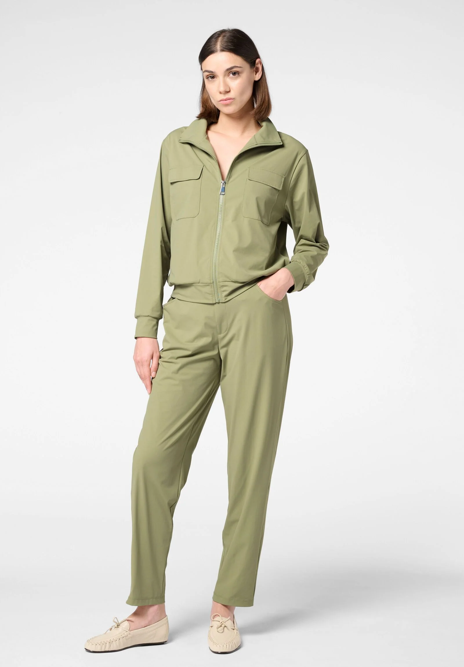 Image of Pantalone in Tessuto Tecnico Leggero ed Elasticizzato New Travel - Militare