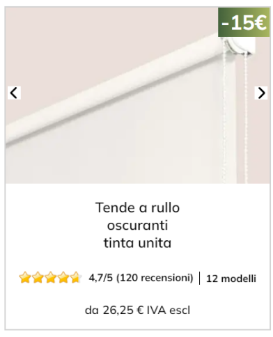 Tenda a rullo oscurante tinta unita