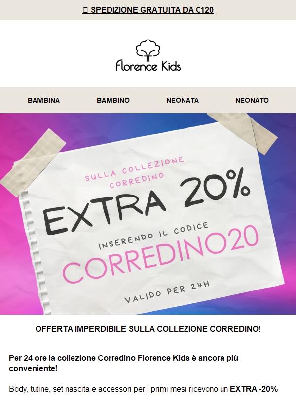 🍼 Solo 24H: extra -20% sulla collezione Corredino!