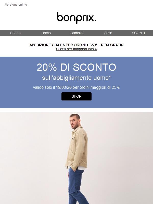 Per la Festa del Papà: -20% sull'assortimento da uomo! 🎁