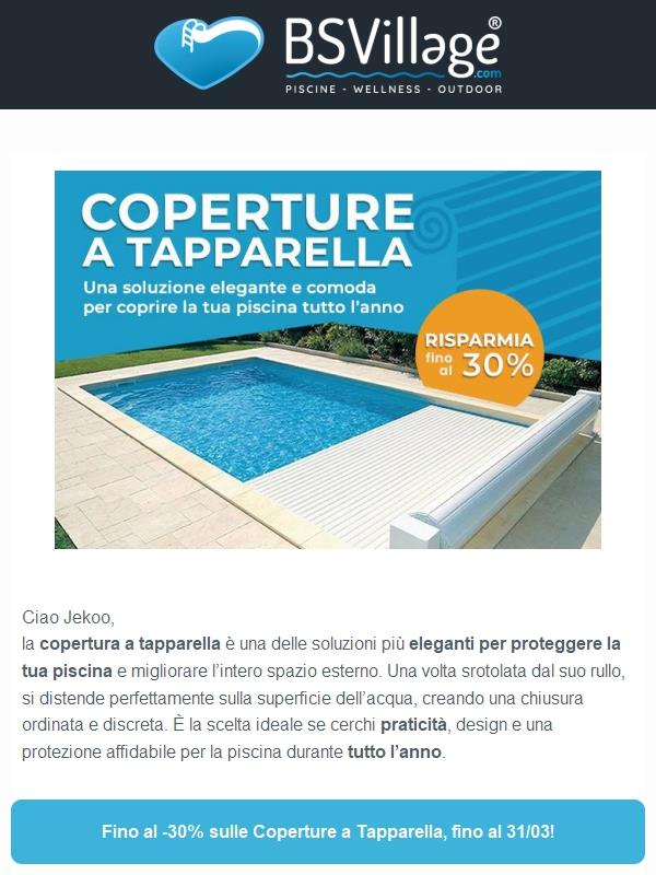 Più sicurezza per la tua piscina: Copertura a Tapparella -10%