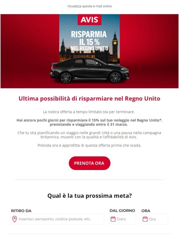 Ultimi giorni: -15% sul noleggio nel Regno Unito