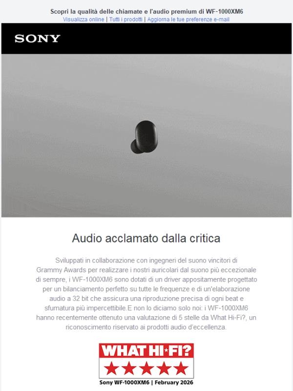 WF-1000XM6 – La purezza del suono, portata a un nuovo livello. 🤯