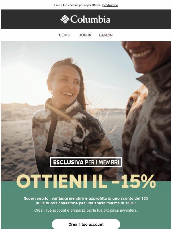Sconto del 15% sulla nuova collezione!