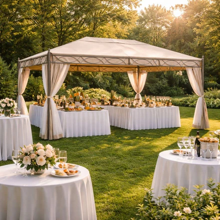 Gazebo 3x4 da Giardino Esterno con Teli e Zanzariera in Poliestere